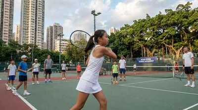 Junior girl practicing backhand at Victoria Park